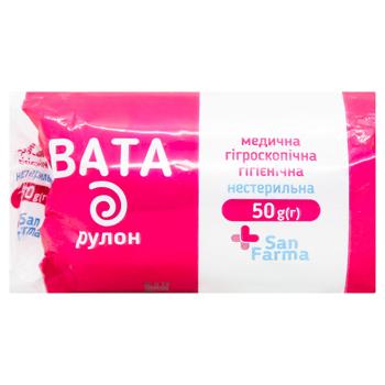 Вата San Farma медицинская нестерильная 50г