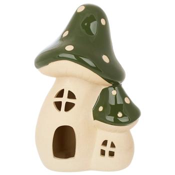 Bona Di Mushroom Ceramic House 12.6x10x19.5cm Beige with Green