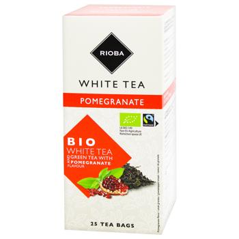 Чай білий та зелений Rioba Tea Moments Біо з ароматом гранату 1,75г*25шт