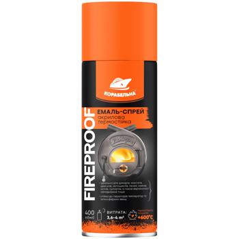 Korabelna Fireproof Acrylic Spray Enamel 400ml RAL 9011 Graphite Black Mat - buy, prices for Auchan - photo 1