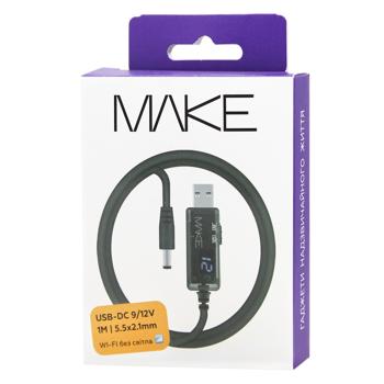 Кабель Make USB-DC 9/12V 1м черный - купить, цены на NOVUS - фото 1