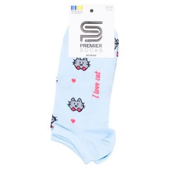 Носки Premier Socks женские ультракороткие Котики р.23-25 голубой