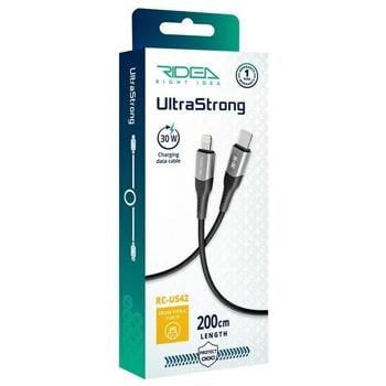Ridea USB cable RC-US42 UltraStrong Type-C to Lightning 30W 2m Black - buy, prices for Tavria V - photo 1