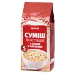 Суміш пластівців Novus 4 злаки з насінням кунжуту, гарбуза та льону 500г