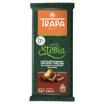 Trapa Stevia and Hazelnut Milk Chocolate 75g - buy, prices for Supermarket "Kharkiv" - photo 1