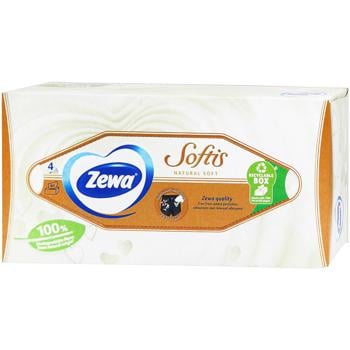 Салфетки косметические Zewa Softis Natural Soft 80шт