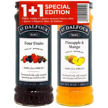 Джем St Dalfour Ананас и Манго 284г и Джем St Dalfour 4 Фрукты 284г - купить, цены на За Раз - фото 1