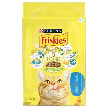 Корм сухой Friskies с лососем и овощами для взрослых кошек 10кг