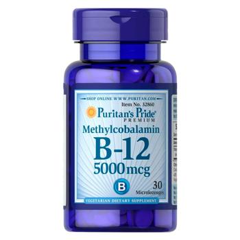 Вітамін В12 Puritan's Pride Метилкобаламін 5000мг 30 міні льодяників - купити, ціни на Біотус - фото 1