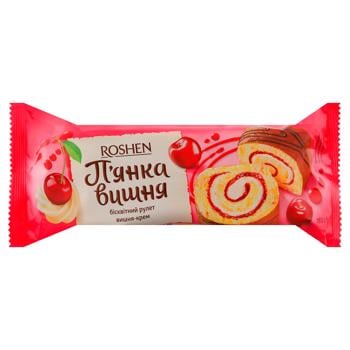Рулет Roshen П'янка вишня бісквітний з начинкою вишня-крем 180г - купити, ціни на MasterZoo - фото 1