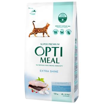 Корм сухой Optimeal с треской для взрослых кошек 1,5кг - купить, цены на MasterZoo - фото 1