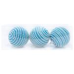 Blue Christmas Ball with Beads 8cm 3pcs