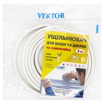Ущільнювач самоклеючий Вектор білий 9х7,5х5000 мм 1400150 - купить, цены на КОСМОС - фото 1