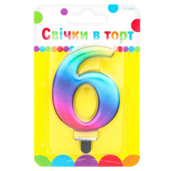 Свічка Festa Цифра 6 Кольорова - купити, ціни на Auchan - фото 1