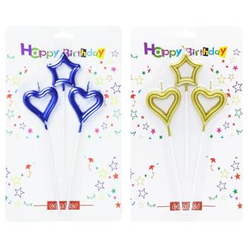 Набір свічок для торту Серця та зірка 3шт - купити, ціни на Таврія В - фото 1