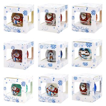 Куля ялинкова різнокольорова скляна 1шт 85мм в асортименті - купити, ціни на МегаМаркет - фото 1