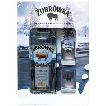 Zubrowka Biala Vodka 40% 0.7l and 2 Shot Glasses - buy, prices for Auchan - photo 2