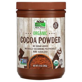 Порошок какао, Cocoa Lovers, Organic Cocoa Powder, Now Foods, 340 г - купить, цены на Biotus - фото 1