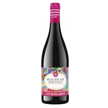 Вино Les Romarins Beaujolais Nouveau червоне напівсолодке 12,5% 0,75л - купити, ціни на NOVUS - фото 1