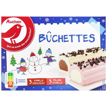 Десерт Auchan ванільно-шоколадний та полунично-ванільний заморожений 352г - купити, ціни на - фото 2