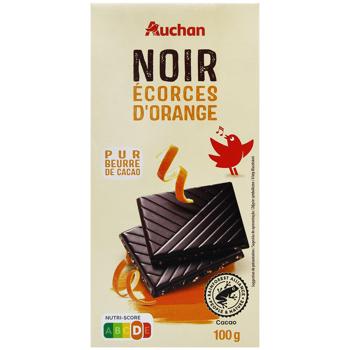 Шоколад чорний Auchan з цедрою апельсину 100г