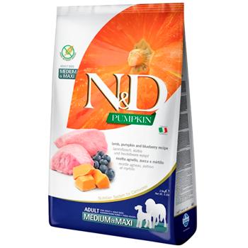 Farmina N&D Pumpkin Grain Free Adult Medium Maxi сухий корм для собак 2,5 кг - ягня, гарбуз та чорниця - купить, цены на MasterZoo - фото 1