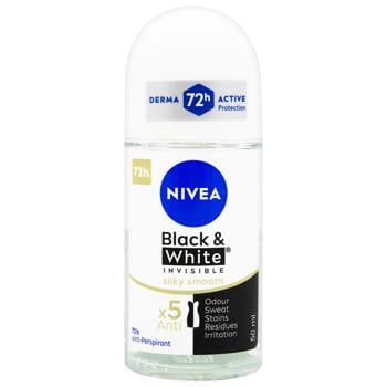 Антиперспирант шариковый Nivea Black&White Invisible Гладкий шелк 50мл - купить, цены на Auchan - фото 4