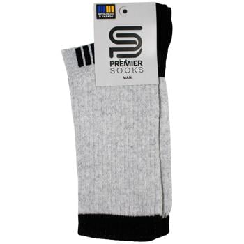 Premier Socks Men's Grey High Socks with Stripes s.27-29