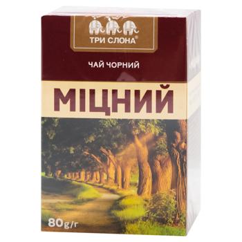 Чай чорний Три Слона Міцний листовий 80г