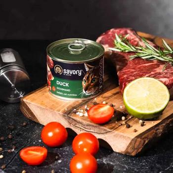 Savory упаковка вологого корму для котів 6 шт х 200 г - качка - купити, ціни на MasterZoo - фото 3