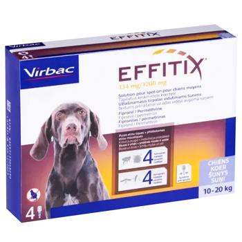 Краплі на холку Virbac Effitix для собак від 10 до 20кг від зовнішніх паразитів 134мг/1200мг 1 піпетка - купити, ціни на MasterZoo - фото 1