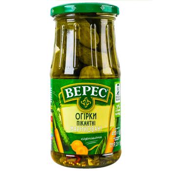Огірки Верес пікантні мариновані 435г - купити, ціни на NOVUS - фото 1