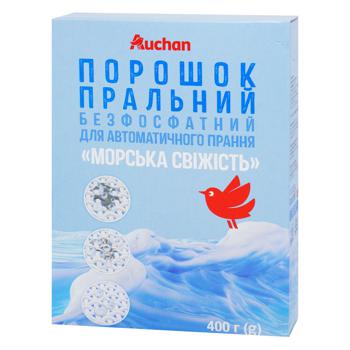 Пральний порошок Auchan Морська свіжість безфосфатний автомат 400г - купити, ціни на Auchan - фото 1