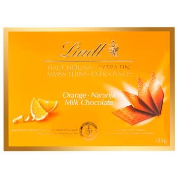 Шоколад молочный Lindt со вкусом апельсина в тонких пластинках 125г - купить, цены на КОСМОС - фото 2