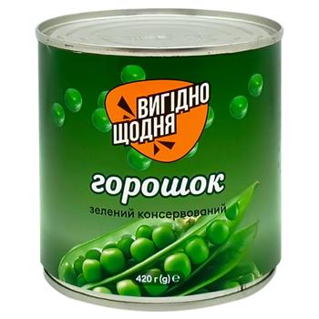 Горошек зеленый Вигідно щодня 420г - купить, цены на Чудо Маркет - фото 1