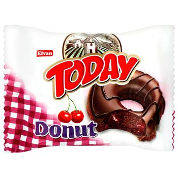 Elvan Today Biscuit Donat in Glaze with Cherry Cream 50g - buy, prices for Epicentr FOOD - photo 1