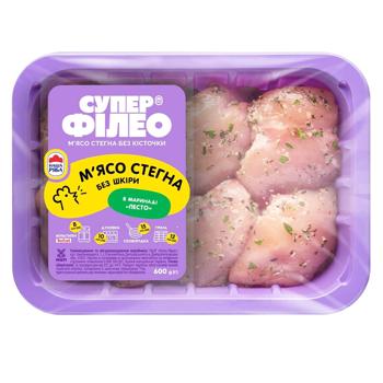 Super Fileo Chilled Chicken Thigh Meat without Skin in Pesto Marinade 600g