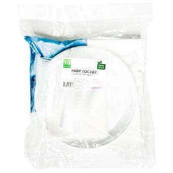 Набор посуды одноразовой Sweet Home со скатертью 10 комплектов