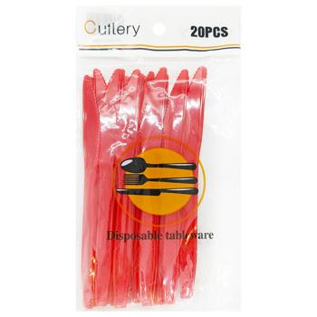 Plastic Red Knives 155mm 20pcs - buy, prices for Tavria V - photo 1