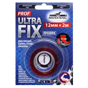 Mustang Ultra Fix Double-sided Adhesive Acrylic Transparent Tape 12mm*2m - buy, prices for Auchan - photo 1