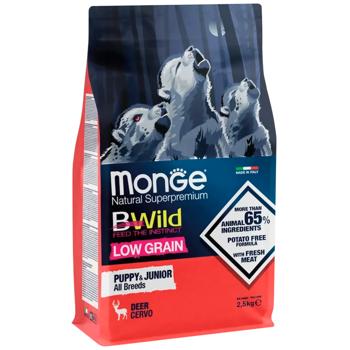 Корм сухой Monge Bwild Low Grain с олениной для щенков всех пород 2,5кг - купить, цены на MasterZoo - фото 1