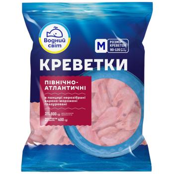 Vodnyj Svit Boiled and Frozen 90-120 Shrimp in Shell 800g - buy, prices for COSMOS - photo 1