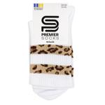 Шкарпетки жіночі Premier Socks висока резинка леопардові смужки р.23-25 білий