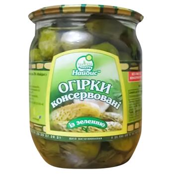 Овочі огірок Найдіс консервована 470г - купити, ціни на Ідеал - фото 1