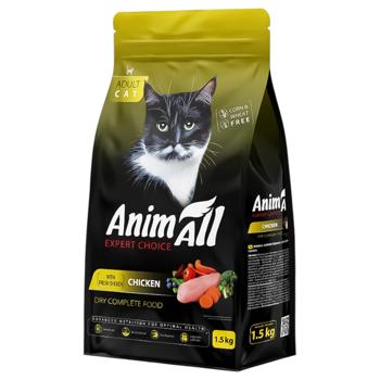 Корм сухий AnimAll зі свіжою куркою для дорослих котів 1,5кг