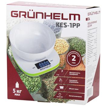 Весы Grunhelm для кухни белые с чашей