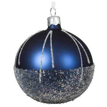 Decoris Blue Glass Christmas Tree Ball with Glitter 8cm - buy, prices for METRO - photo 1