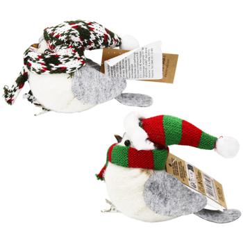 Украшение Птичка в шляпе на клипсе 9см в ассортименте