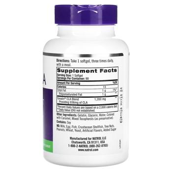 Natrol Tonalin CLA Conjugated Linoleic Acid 1200mg 90 softgels - buy, prices for - photo 3