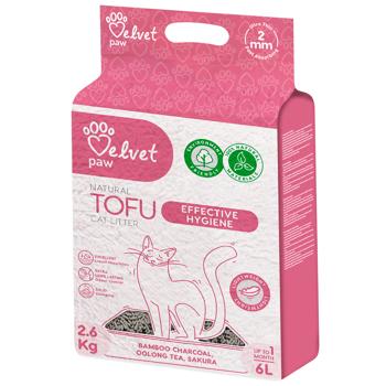 Velvet Paw TOFU Effective Hygiene наповнювач для котячого туалету 6 л - чай улун та сакура - купити, ціни на MasterZoo - фото 1